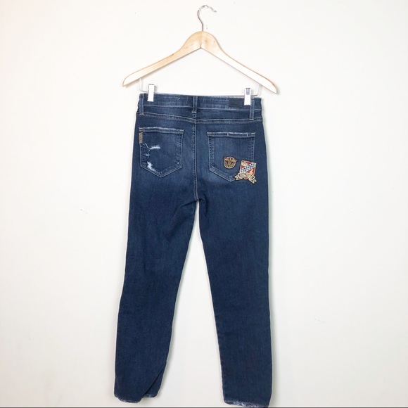 Paige Cropped Patchwork Jeans SZ 27 - Picture 3 of 6